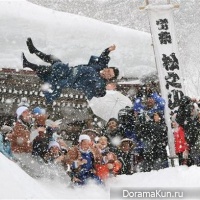 A celebration cast in the snow of young men